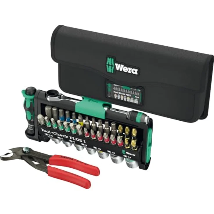 Wera Tool-Check Combi 1, 40-teiliges Bohrer- und Bitset mit KNIPEX Cobra, inklusive 1/4" Bit-Ratsche und Farbkennzeichnungssystem – Bild 1