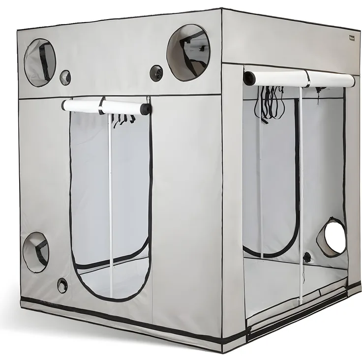 Homebox Q200+ Ambient, Gewächshaus 200x200x220cm mit 4m² Anbaufläche und Total-Blackout-Reißverschlüssen