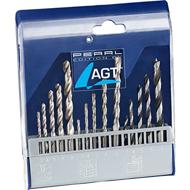 AGT Betonbohrer: Bohrer-Set 15-tlg. mit HSS-Metallbohrer, Holz- & Steinbohrer (Bohrersets) – Bild 2