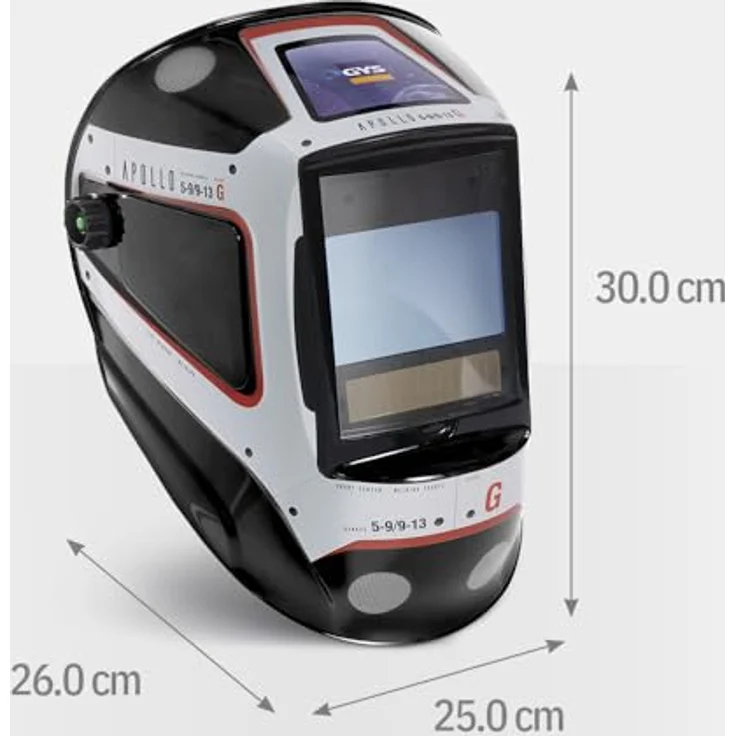 GYS Lasmaske LCD Apollo +, Schutzhelm für Schweißarbeiten mit True Color Technologie, einstellbarer Farbtonstufe 5-13, panoramisches Sichtfeld 100 x 67 mm, Reaktionszeit 0,15 ms, Solar- und Batteriebetrieb – Bild 7