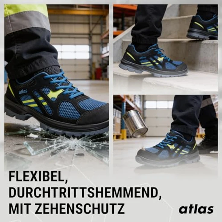 Atlas Schuhe Flash 4005 XP Arbeitsschuh, Alu-tec®Aluminiumkappe, öl-, benzin- und säurebeständig, schwarz/blau – Bild 5