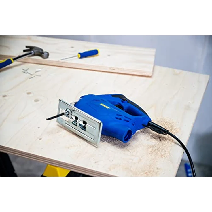 Kinzo Stichsäge - 230V - 400W - mit Staubabsaugung - Schutzblatt - Verschiedene Materialien - Holz bis zu 65 mm - Metall bis zu 6 mm - Blau, 8711252064161 – Bild 4