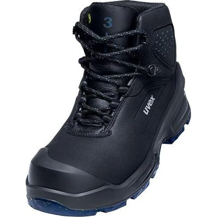 Uvex Sports uvex 3 MACSOLE Stiefel S3 68612, Sicherheitsschuhe mit hitze-, chemikalien- und schnittbeständiger Gummilaufsohle, schwarz, Weite 11, Größe 41