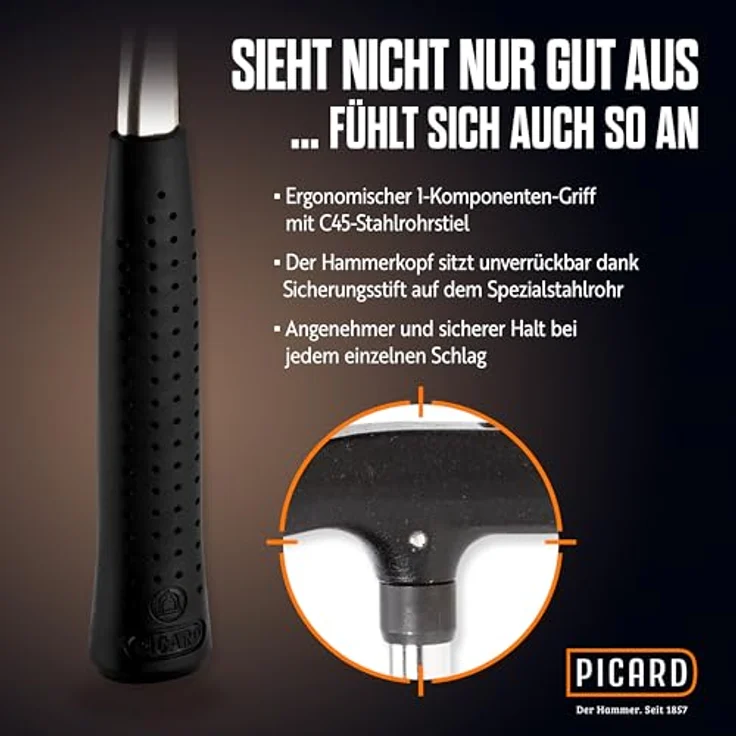 Picard 0062010 Latthammer 620M, geraute Schlagfläche, Magnet, , RS – Bild 5
