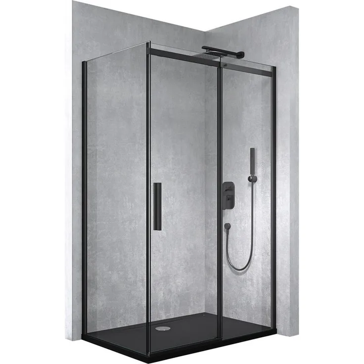Mai & Mai Eckdusche Duschkabine Schiebetür Duschabtrennung 8mm ESG Glas mit Nano R18, BxT: 100x70 cm, Klarglas