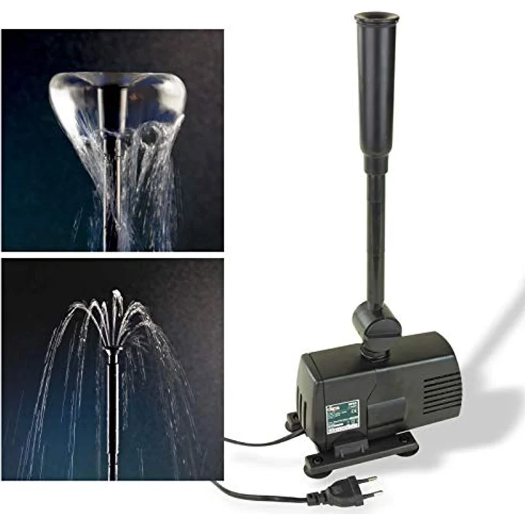 DEMA Teichpumpe SP10, Tauchpumpe mit 10 Watt Leistung, Förderhöhe 1,20 m, 700 l/h, inklusive 2 Düsen, IPX8 Schutzklasse – Bild 2