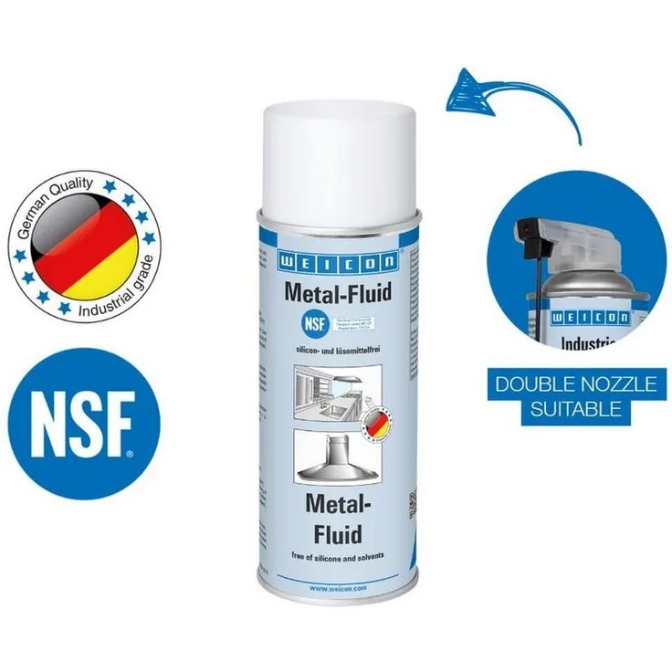 WEICON Metal-Fluid, lösemittelfreie Schutzemulsion für Metalle, 400 ml Universalreiniger (für Edelstahl, Keramik, Glas, Kunststoff, Holz, NSF-A7 Zulassung)