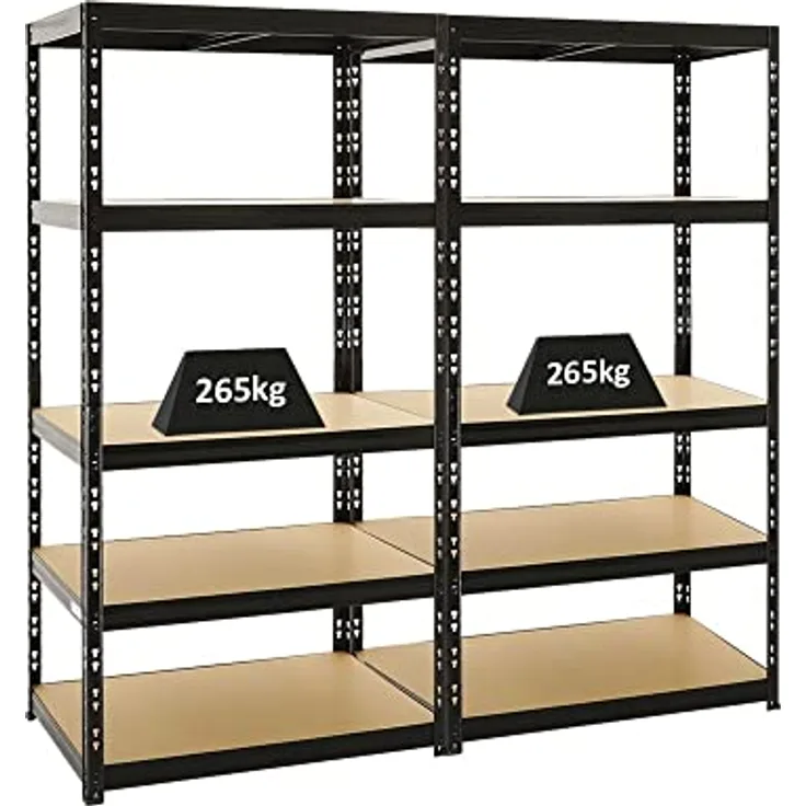 PROREGAL Mega Deal 2X Schwerlastregal Tiger Schwarz 180x90x60 cm, 265kg Fachlast, EU-gefertigt