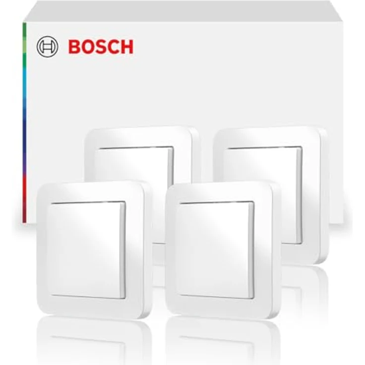 Bosch Smart Home Wandschalter für smarte Aktoren, platzsparend für Licht-/Rollladensteuerung II, Relais oder Dimmer, 4er Set – Bild 1