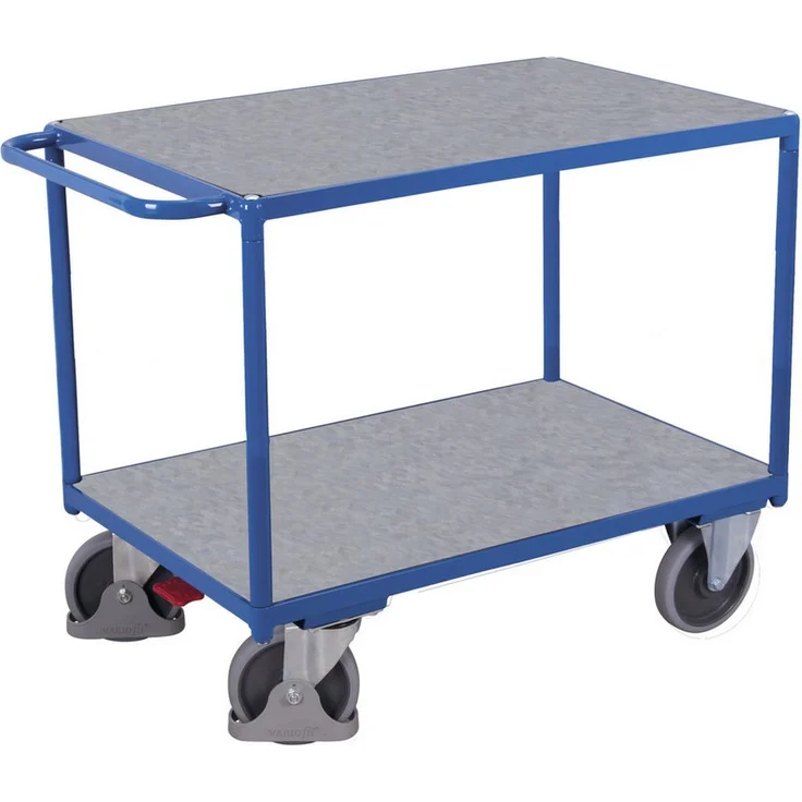 CORDES Transportwagen VARIOfit, Schwerer Tischwagen mit 2 Zinkblechladeflächen, 1.200 x 800 mm, Traglast 500 kg, enzianblau