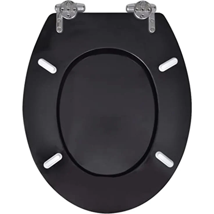 vidaXL Toilettensitz MDF mit Absenkautomatik, schwarz, 45 x 36 cm, universell passend für gängige Toilettenschüsseln – Bild 8