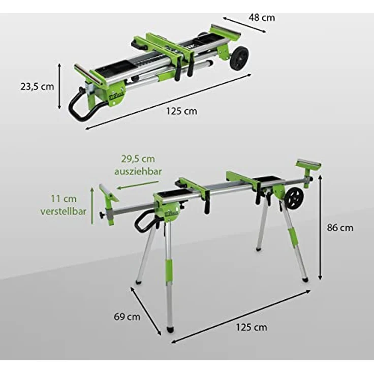 TrutzHolm Untergestell für Kappsägen, mobiles Aluminium-Maschinengestell mit Trolley-Funktion, verstellbar, 150 kg Tragkraft – Bild 3