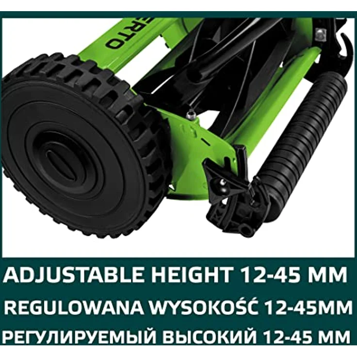Verto Handmäher 15G350, 30 cm Schnittbreite, höhenverstellbar 12-45 mm, 16 l Fangkorb, 7 kg leicht, umweltfreundlich – Bild 4
