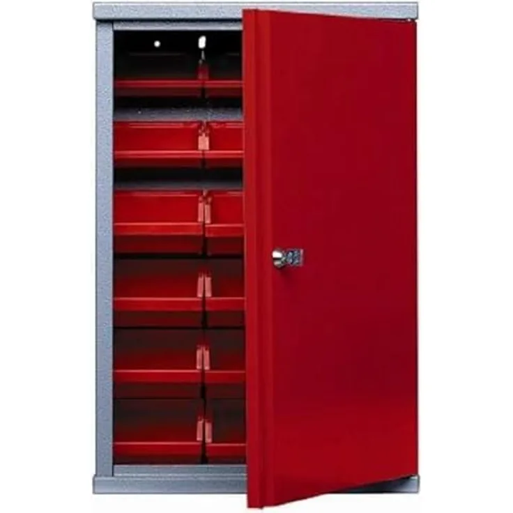 Wandschrank mit 1 Tür und 18 Aufbewahrungsboxen - Rot - - Kupper