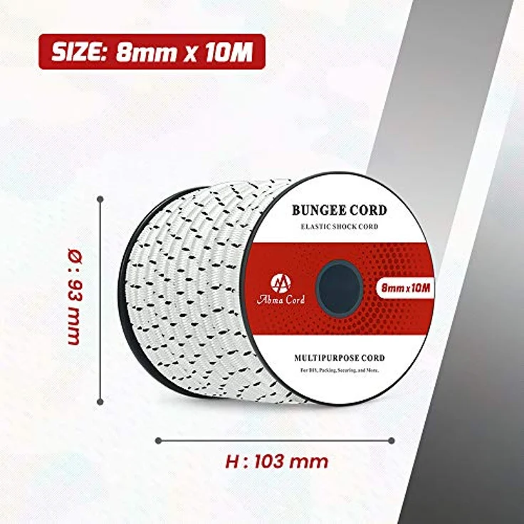 Abma Cord Gummiseil Expanderseil 5mm x 20m, UV-beständig, schimmelresistent, für Planen, Zelte, Sonnensegel - Weiß & Schwarz – Bild 4