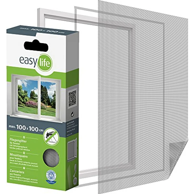 easy life Insektenschutzgitter für Fenster inkl. Klettband 100 x 100 cm weiss – Bild 2