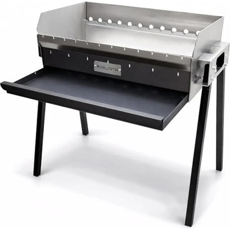 Grillpeter Profi Mangal Altan 70, Schaschlikgrill aus 3mm Edelstahl mit Ascheschublade, 70 cm Grillfläche – Bild 3