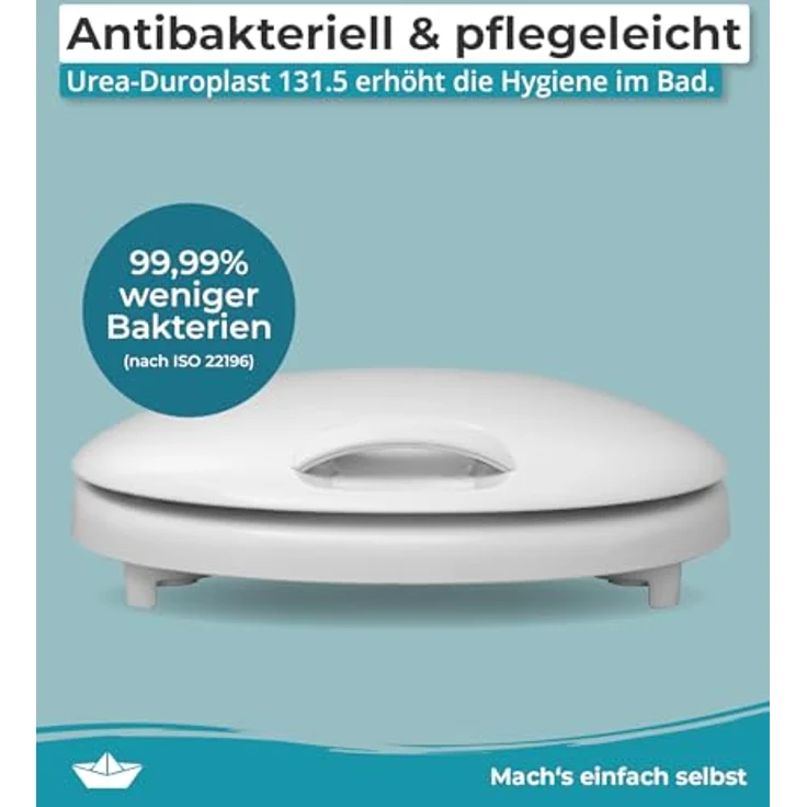 Calmwaters WC-Sitz erhöht 5 cm mit Griff, Absenkautomatik, antibakteriell, Duroplast, Made in EU, Modell 26LP6230 – Bild 6