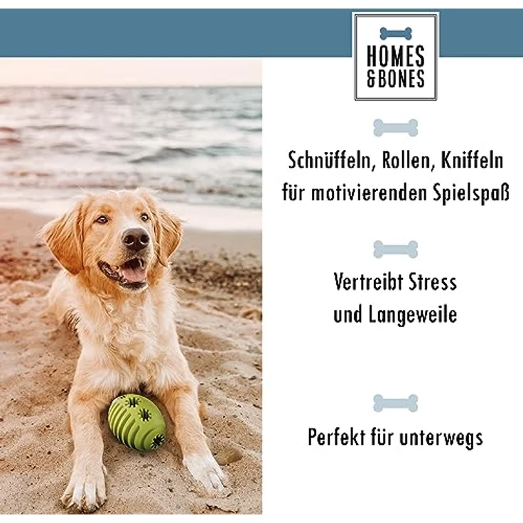 Homes&Bones Doggy Egg Hundespielzeug befüllbar aus Naturkautschuk zur Hundebeschäftigung als Futterball, Wurfspielzeug & Intelligenzspielzeug für mittlere bis große Hunde grün – Bild 5