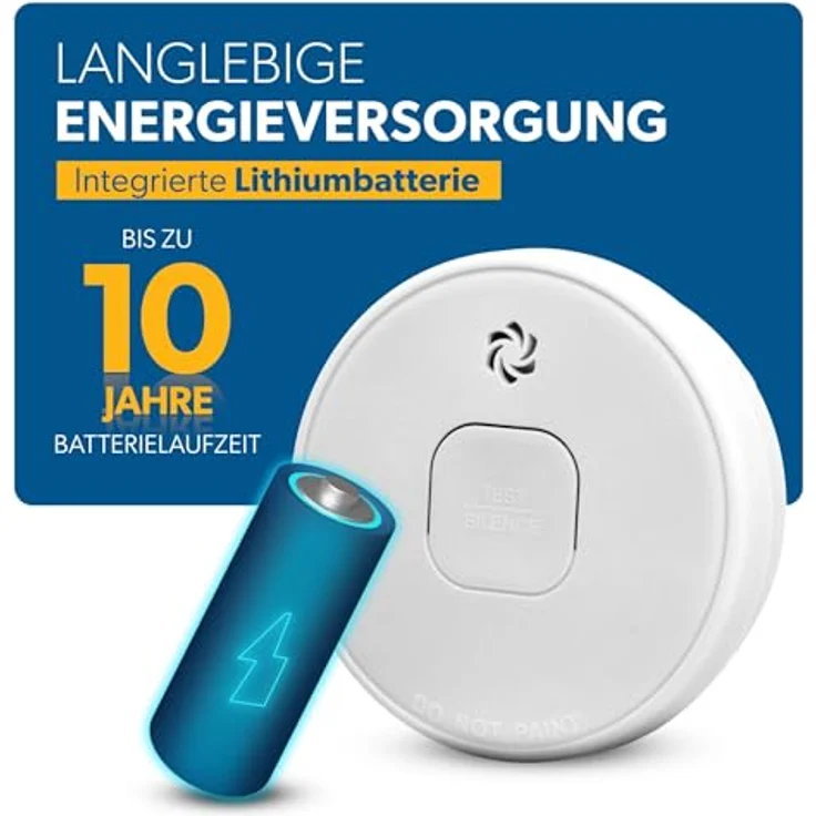 Unitec Rauchwarnmelder VDs, 10 Jahre Batterielaufzeit, akustische und optische Anzeige, Alarm 85 dB, weiß – Bild 5