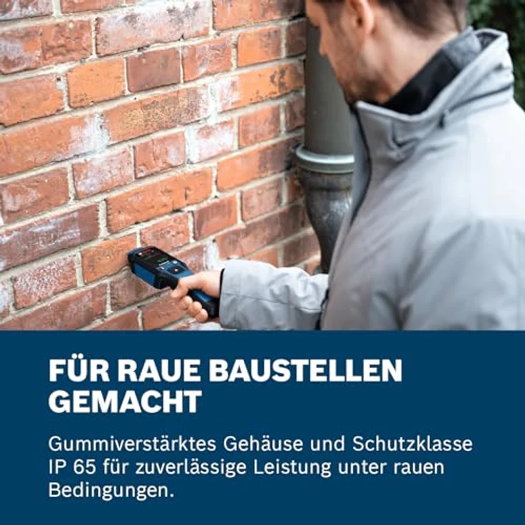 Bosch Professional GMP 2-15 Holzfeuchtemessgerät mit Farb-LCD, Thermo-Hygrometer und IP65 Schutzart – Bild 5