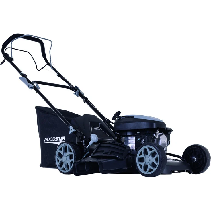 Woodster Benzin-Rasenmäher BLM460-161S, 2,6 kW Motor, 46 cm Schnittbreite, schwarz-grau, 55 L Fangkorb, 7-fach höhenverstellbar