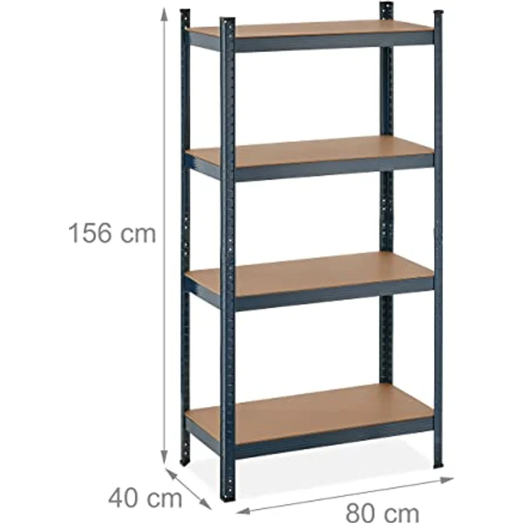 relaxdays Schwerlastregal mit 4 Ebenen anthrazit, variabel aufbaubar, Gesamttraglast 280 kg – Bild 3