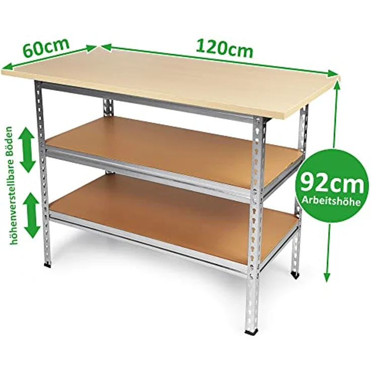 ONDIS24 Werkbank Werkstatt Ecklösung »Sparfuchs«, 2-tlg, 180 x 120 x 85 cm, bis 320 kg belastbar, 25 mm Arbeitsplatte – Bild 3