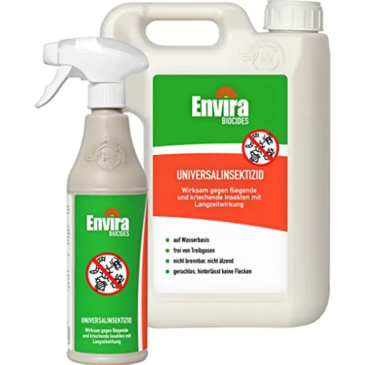 Envira Universal Insektenschutz - Hochwirksames Insekten-Spray Mit Langzeitschutz - Auf Wasserbasis - 500 ml & 2 Liter