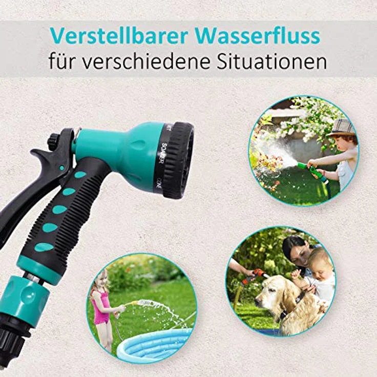 Durhand Schlauchtrommel 15 m, 180° schwenkbar, mit Multibrause, Frostschutz, Grün + Schwarz – Bild 6