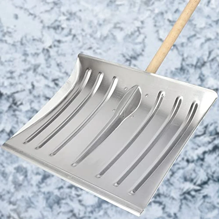 KOTARBAU® Schneeschaufel Schneeschieber 50cm mit Holzstiel Verstärkt Aluminium Schild mit Ergonomischem Griff 139 cm – Bild 5