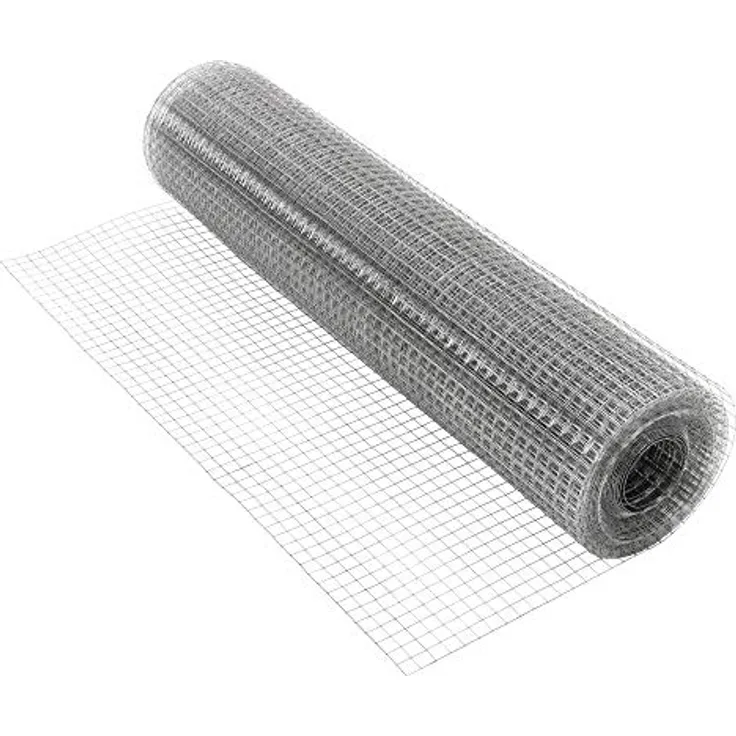 ECD Germany Volierendraht Drahtgitter 12x12mm, 1m x 25m, silbern verzinkter Stahl, 0,7mm dick, witterungsbeständig, punktgeschweißt, vielseitig einsetzbar