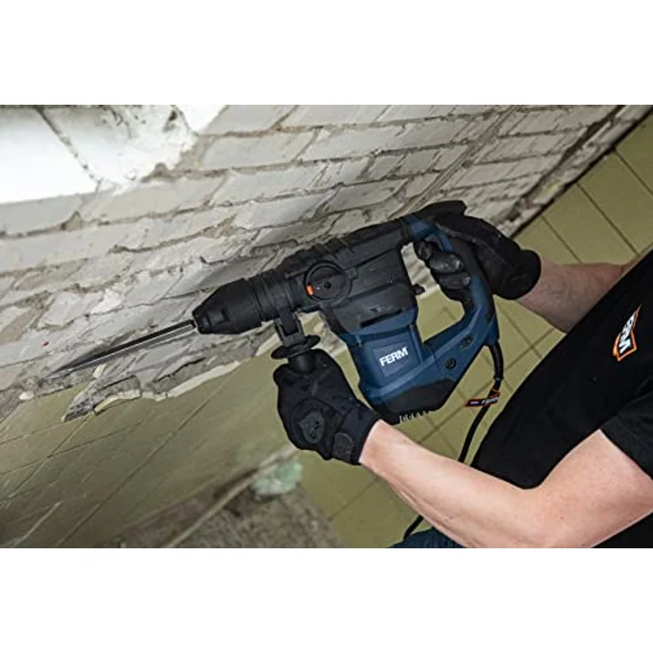 FERM Bohrhammer 1500W - Seiten-Handgriff - Bohren, Hammerbohren und Meißeln - Inkl. 3x SDS Plus Bohrköpfen und 2x SDS Plus Werkzeugköpfen – Bild 4