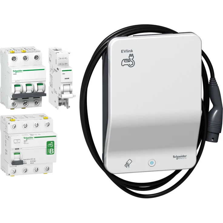 Schneider Electric, Elektroauto Ladestation, Wallbox EVLink Bundle G4 KITEVB1A22CA (Typ 2, 22 kW)