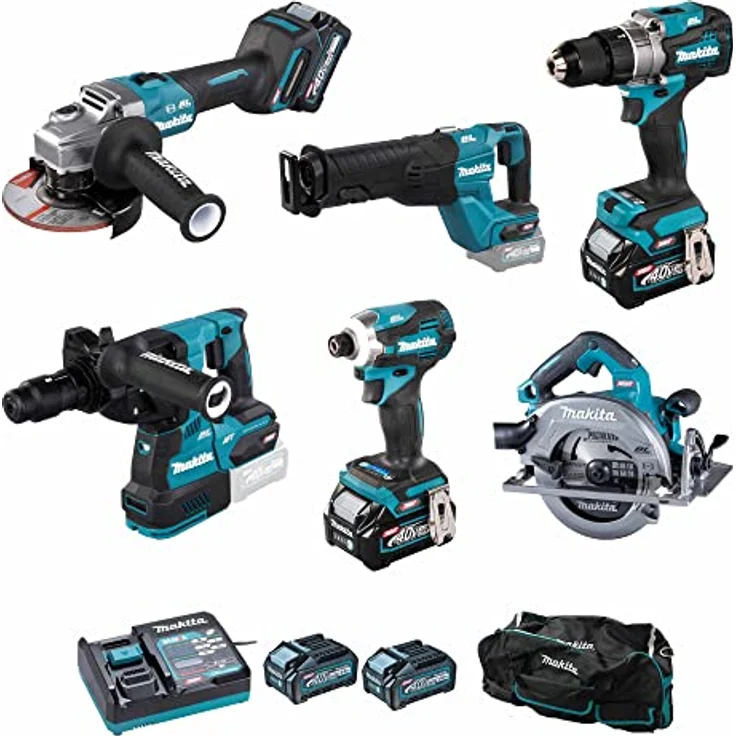 Makita Akku-Multifunktionswerkzeug XGT 40 V max Werkzeugset, 7-teiliges Akku-Spezialset, blau – Bild 1
