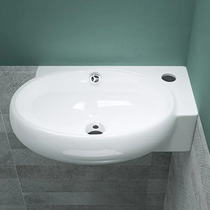 Mai & Mai Aufsatzwaschbecken Br001L aus Keramik weiß mit NANO, BTH: 42x28x15cm, rechteckige Form, für Gäste-Badezimmer geeignet - Preisvergleich – Bild 5