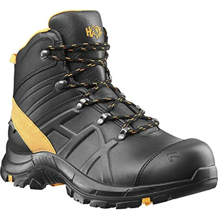 HAIX® Black Eagle Safety 54 Mid, Arbeitsschuh aus robustem Glattleder, schwarz/orange, GORE-TEX® Membrane, optimaler Tragekomfort