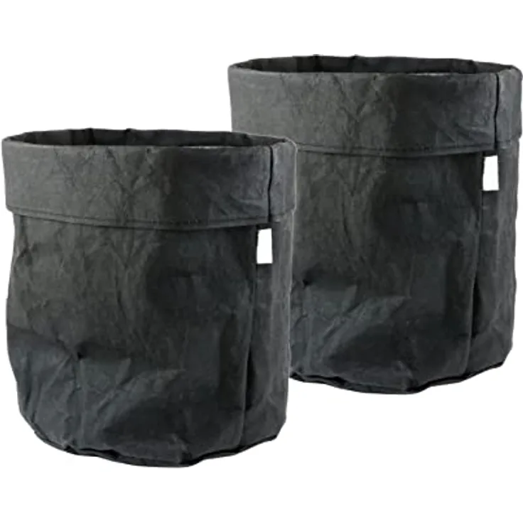 Spetebo Papier Blumentopf 32 x 30 cm - anthrazit / 2er Set - Kraftpapier Übertopf - Deko Blumen Pflanzen Tasche Beutel Tüte Topf faltbar