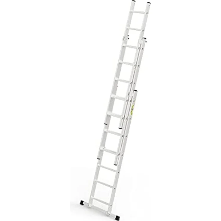 DRABEST Aluleiter Mehrzweckleiter 3-teilig Industrieleiter 3 x 7 Sprossen Basic Belastbarkeit 150 kg Arbeitshöhe 4,23 m inkl. Eimerhaken – Bild 3