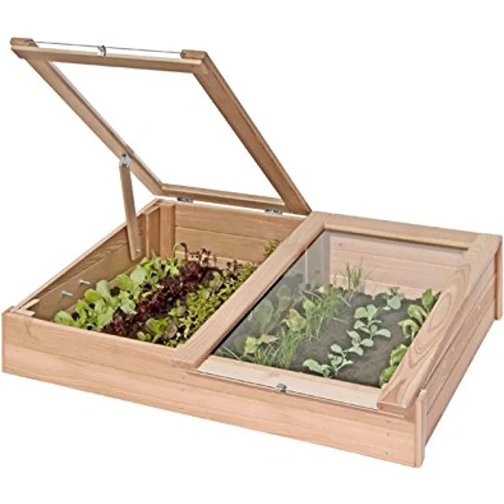 Gartenpirat Frühbeetkasten aus Lärchenholz, 119 x 80 x 30 cm, mit aufklappbaren Fenstern