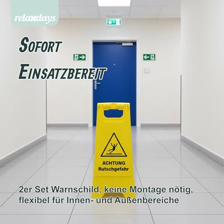 Relaxdays Achtung Rutschgefahr Aufsteller, 3er Set, klappbar, beidseitig beschriftet, gelb, Kunststoff-Warnschild – Bild 3