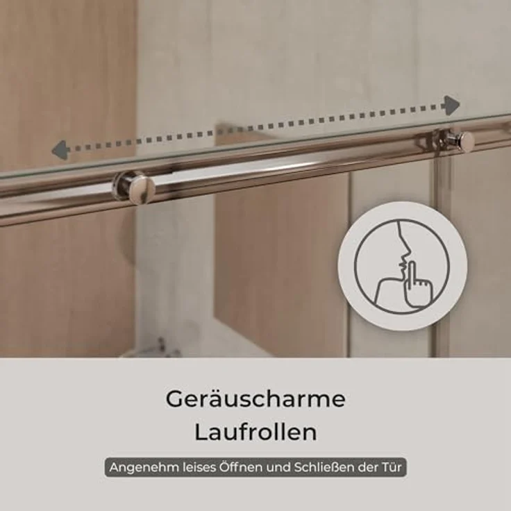 Schulte Duschkabine Sunny 120 x 200 cm, Schiebetür für Nische, 6 mm ESG Sicherheitsglas Klar, Profil Chromoptik, anschlaglos – Bild 5
