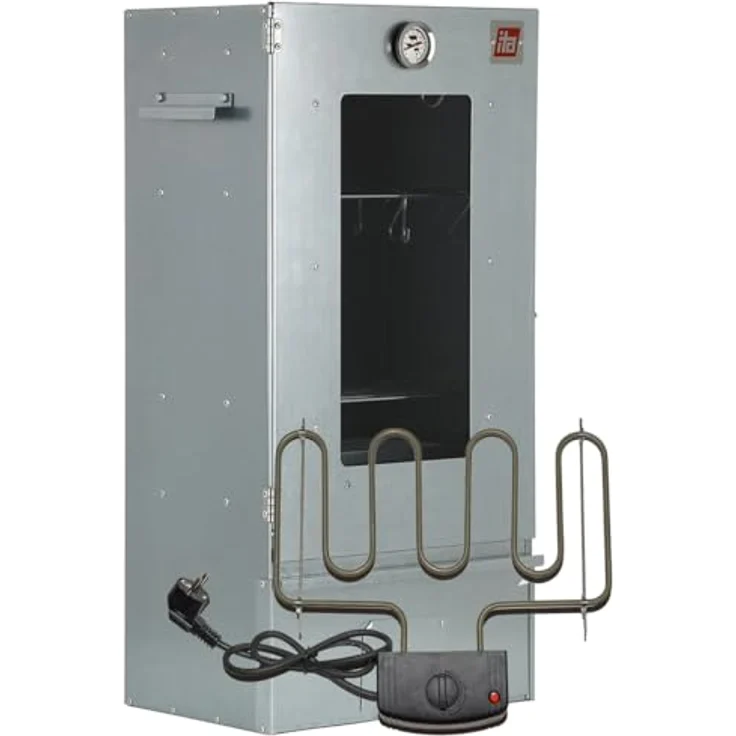 ITA Elektrischer Räucherofen 7002, Premium Räucherschrank aus Edelstahl 81 cm mit Elektroheizung, Sichtfenster und umfangreichem Zubehör für Kalträuchern & Heißräuchern – Bild 1