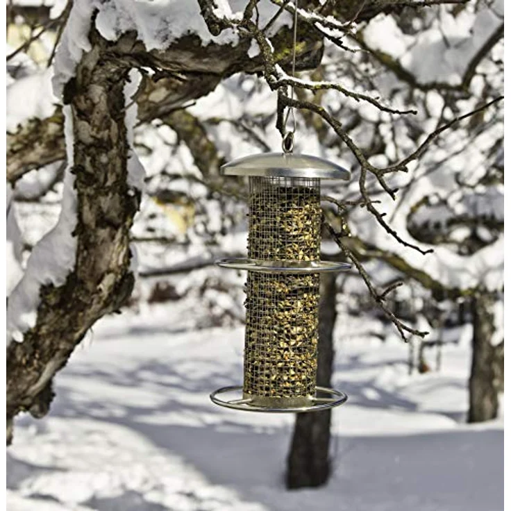 Windhager Vogelfuttersilo Pick-Up, Vogelhaus, Futterhaus, Vogelhäuschen, Vogelfutterstation zum Aufhängen, Vogel-Silo, 07953, Silber – Bild 4