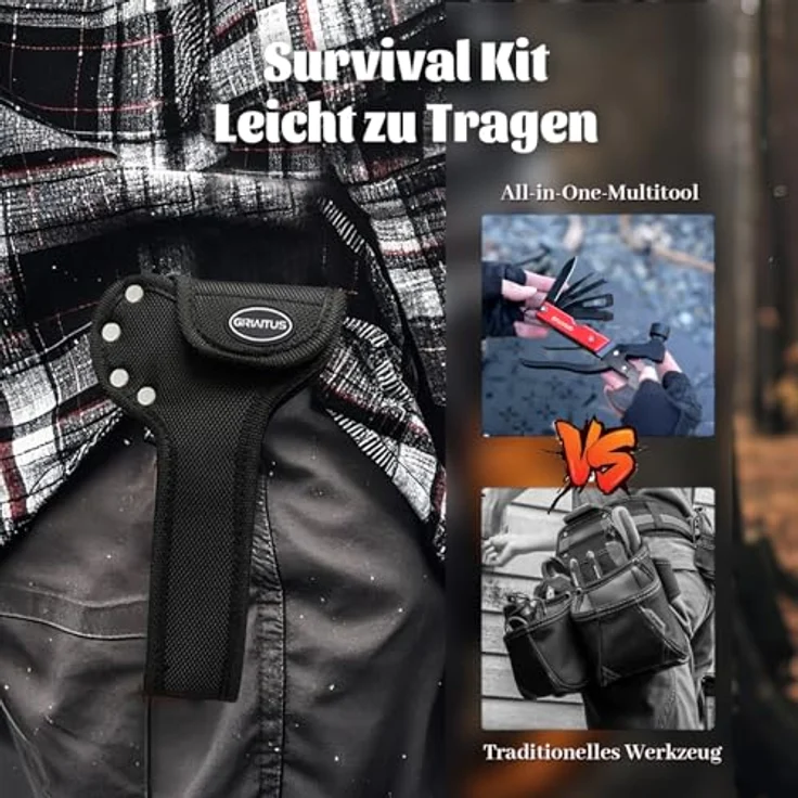 GIRIAITUS Multitool Camping Zubehör, 18 in 1 Multifunktionswerkzeug mit Axt, Hammer, Säge und Zange, rot – Bild 5
