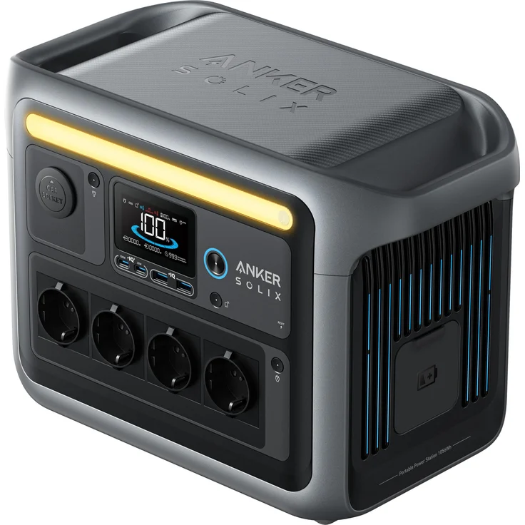 Anker SOLIX C1000X, Power Station 1056 Wh, 2400 W, 11 Ports, schnelle Solaraufladung, LFP-Batterien