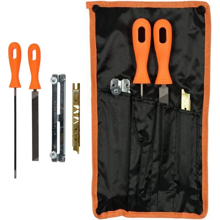 TRIZERATOP Feile Schärfset Feile 4,8mm. Feillehre 0.325" ähnlich 56050071028, 505698138, (4 St) - Vierteiliges Set zum Schärfen von Sägeketten