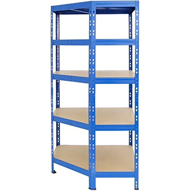 Proregal Eckregal Tiger, 180 x 90 x 45 cm, 5 Fachböden mit 175 kg Traglast pro Boden, Steckmontage, Blau – Bild 7