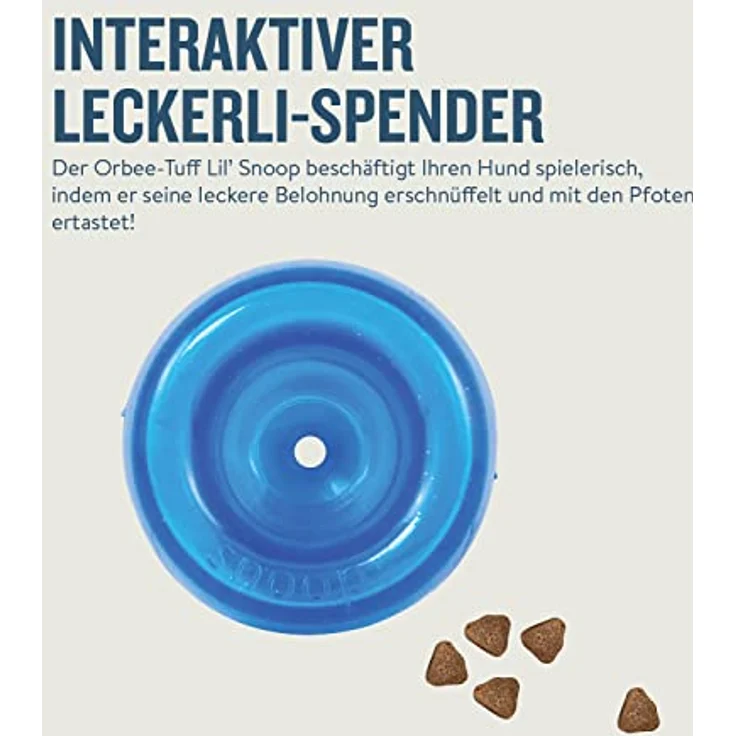 Outward Hound Planet Dog Orbee-Tuff Lil' Snoop - Interaktives Spielzeug für Hunde - Snackball - Royalblau - Klein – Bild 4