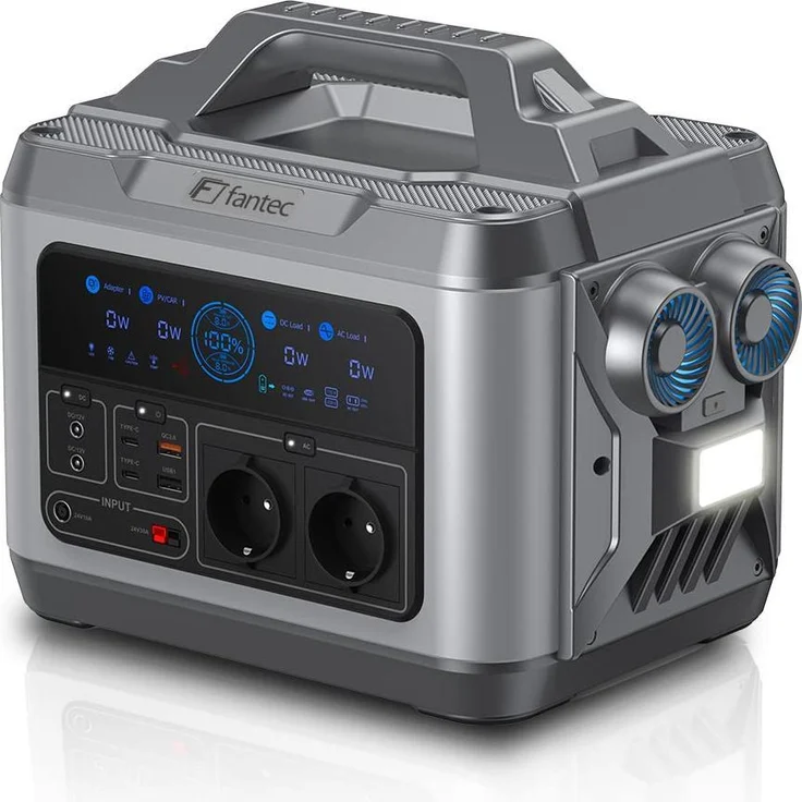 Fantec PGS-1200, Power Station mit 1110 Wh und 1200 W Nennleistung, tragbar, ideal für Outdoor und Notfälle, 14 kg